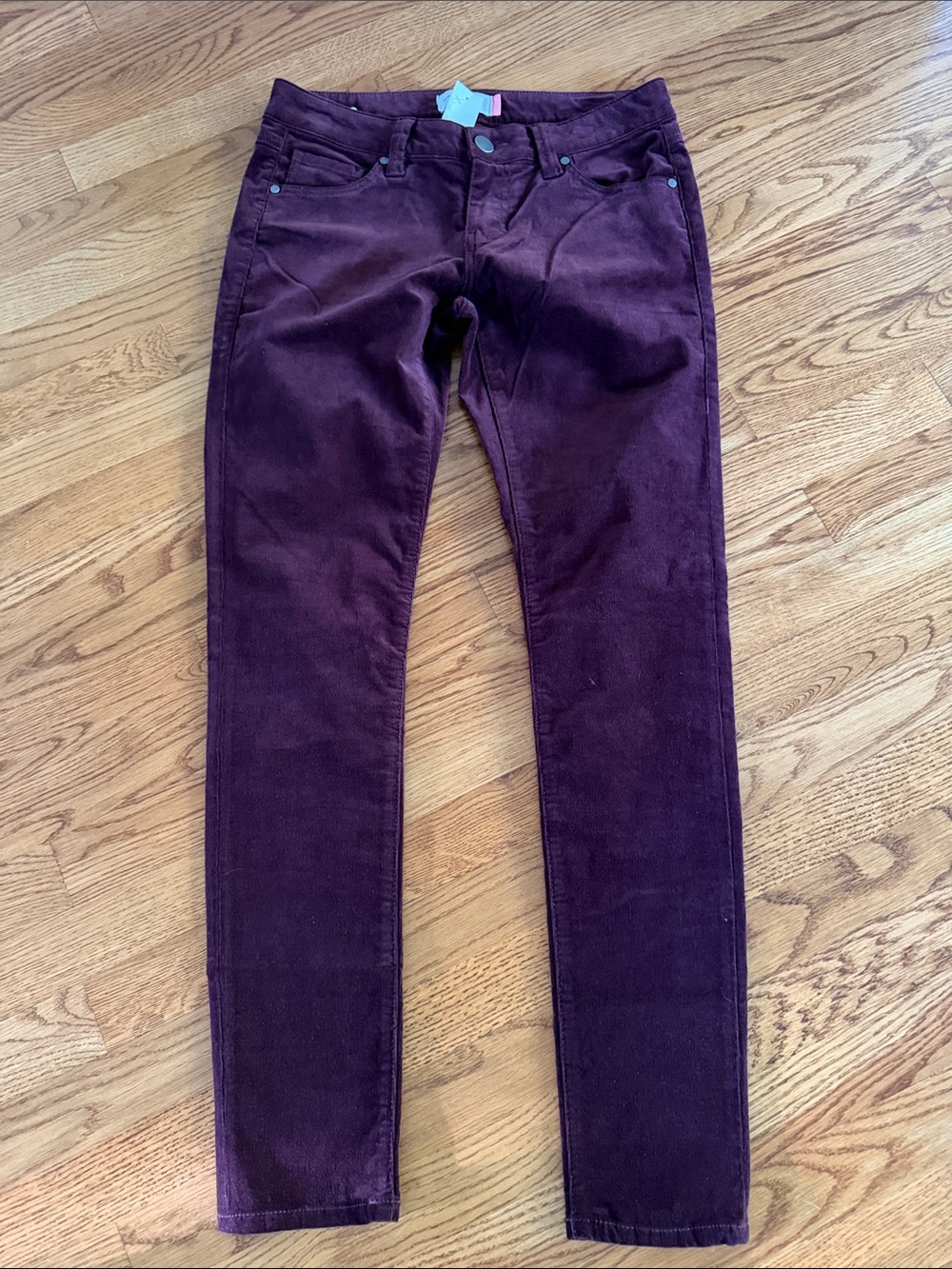 Cabi Women's Skinny Corduroy Jeans Burgandy Wine Fall